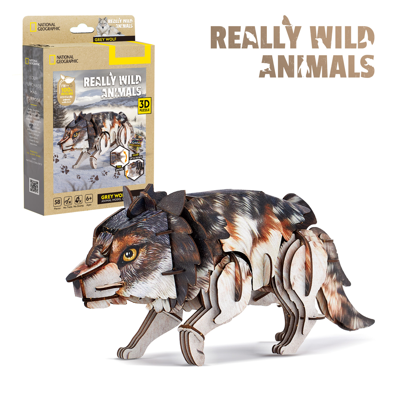cubicfun-really-wild-animals-ds1180h-grauer-wolf-3d-puzzle image 1