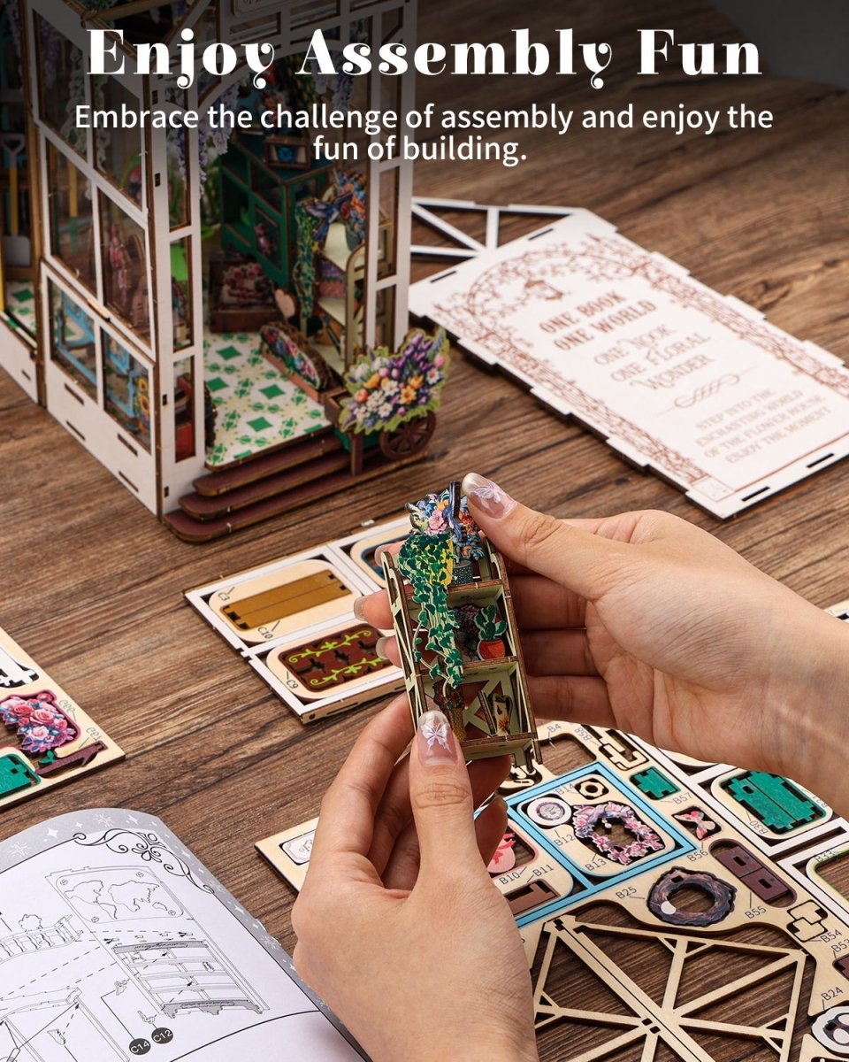 kaayee-book-nook-kit-flower-house-3d-holzbausatz-mit-led image 5