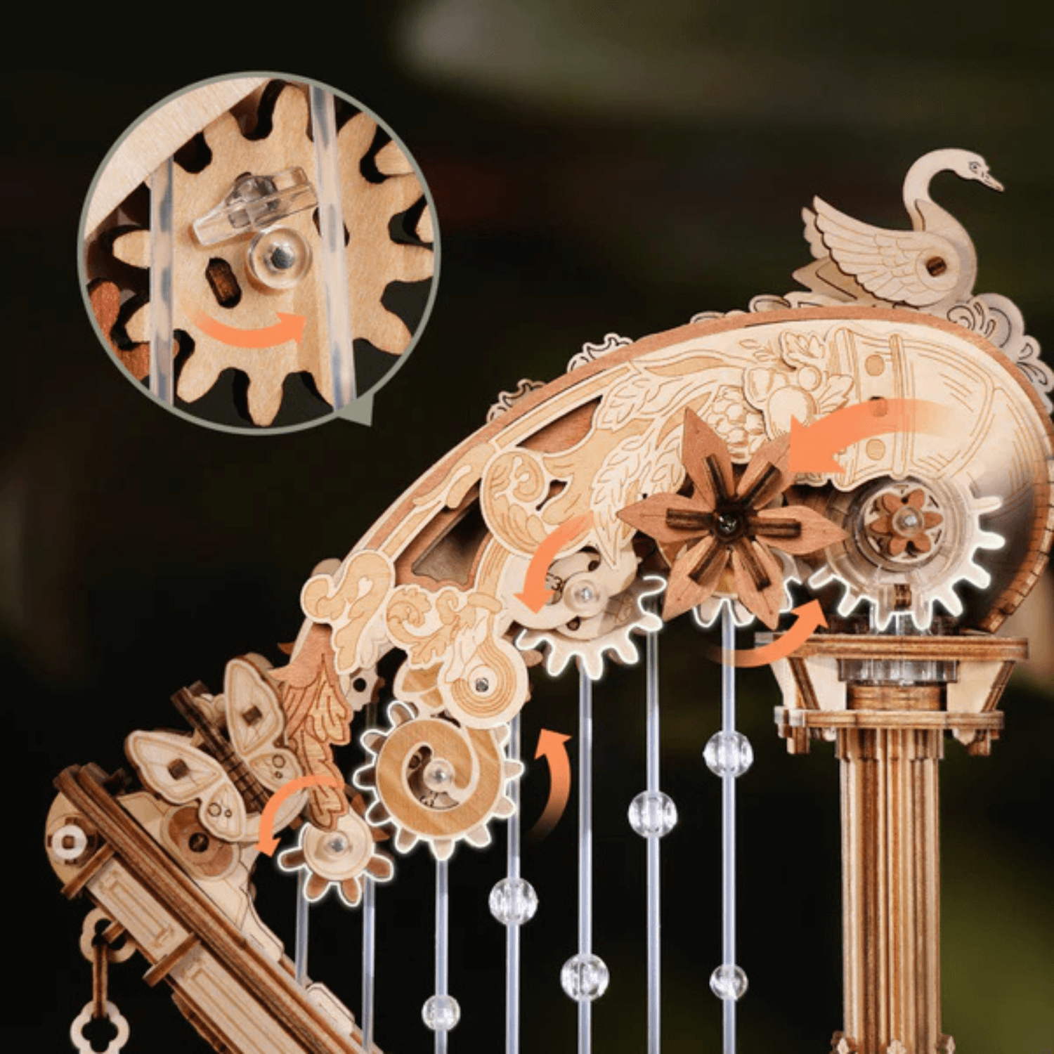 rolife-magic-harp-harfe-holzbausatz-spieluhr-mechanik-modell image 4