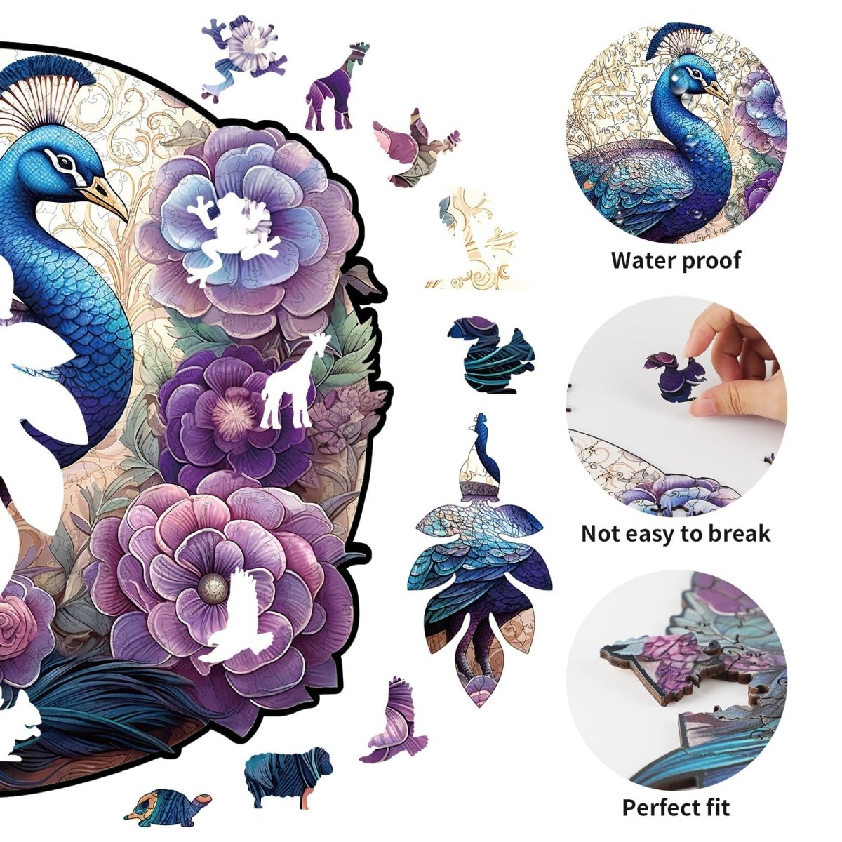 kaayee-charming-peacock-holzpuzzle-medium-pfau-v-gel image 2