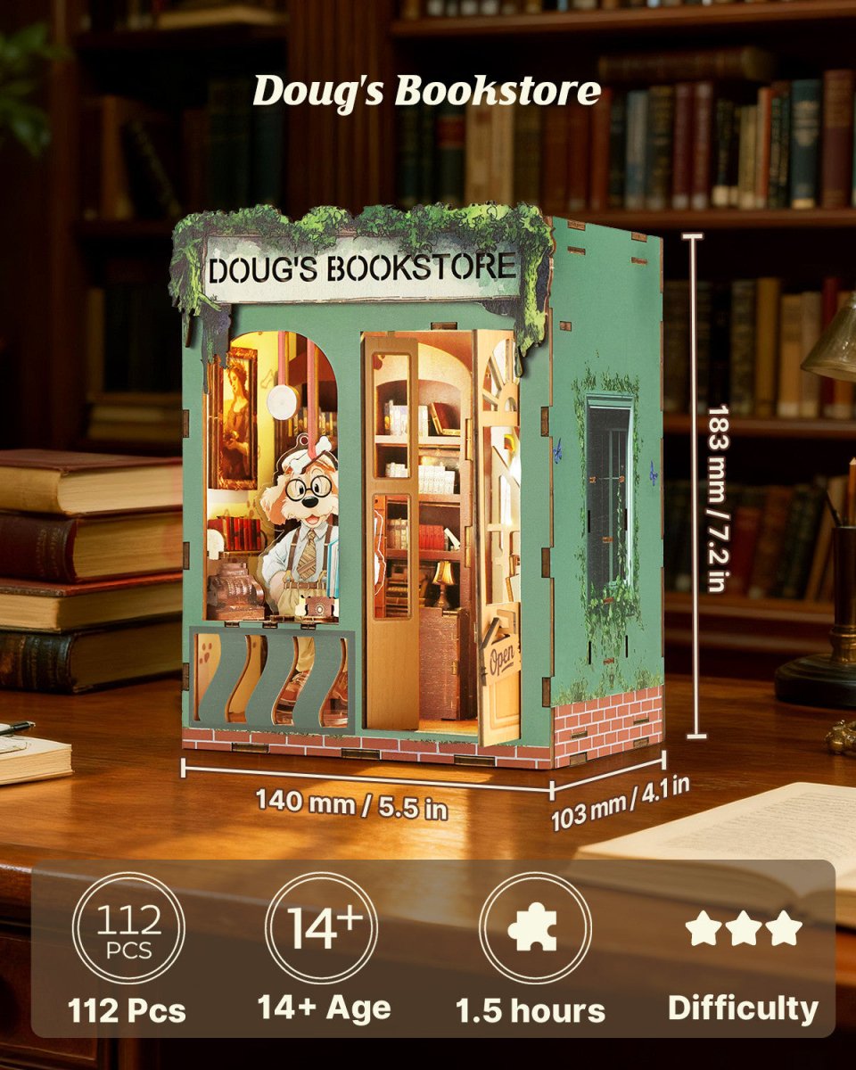 kaayee-book-nook-kit-doug-s-bookstore-3d-holzbausatz image 2