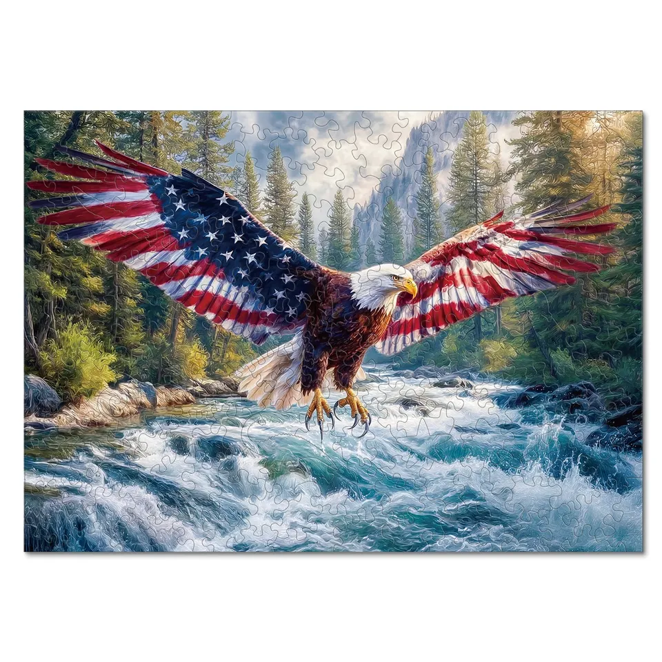 kaayee-flag-bald-eagle-holzpuzzle-medium-adler-motiv image 1