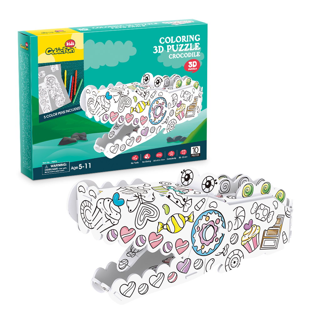 cubic-fun-coloring-p697h-krokodil-3d-puzzle-zum-ausmalen image 1
