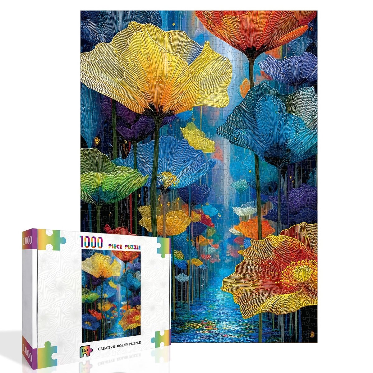 kaayee-cardboard-puzzle-floral-dreamscape-1000-teile-eco-white image 2
