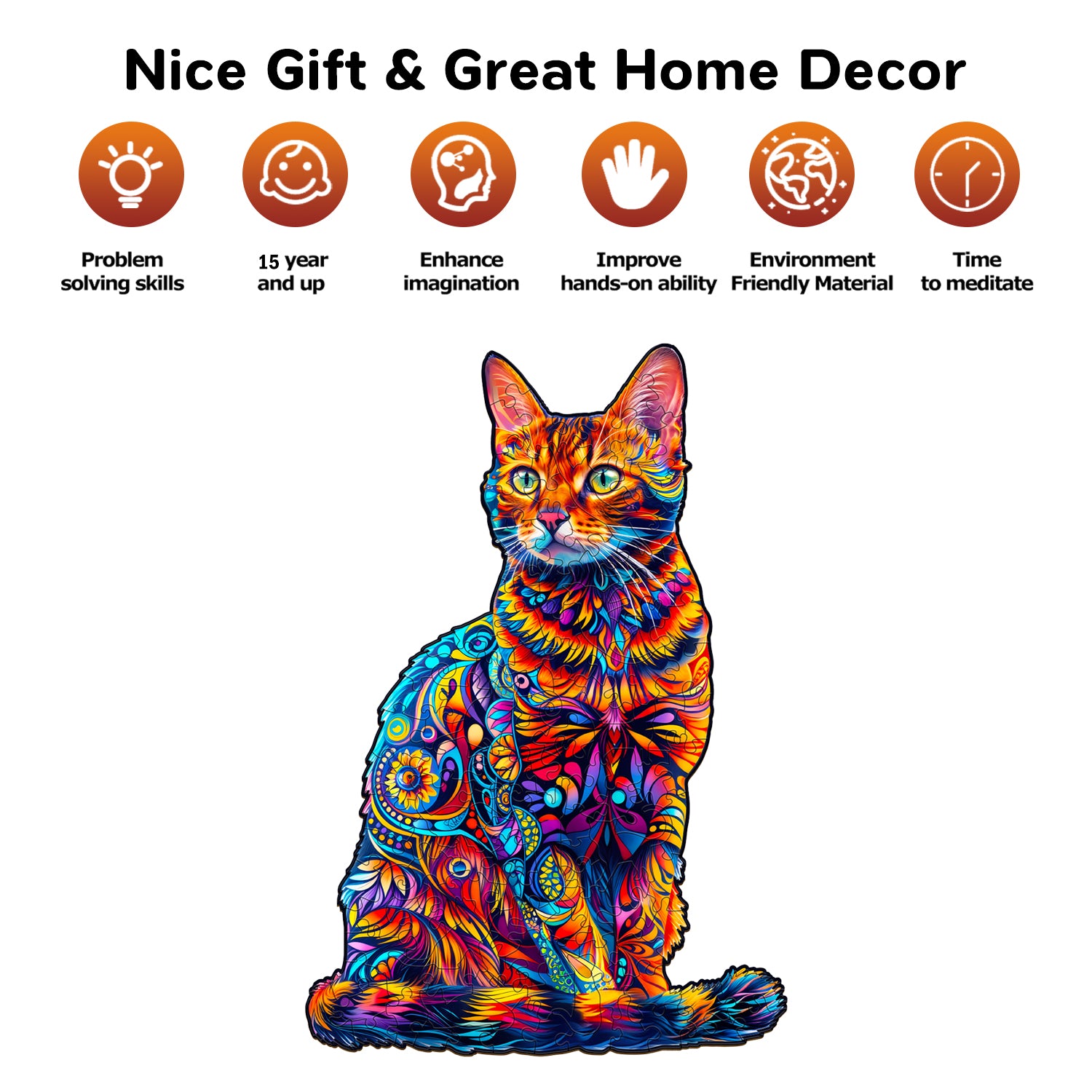 jigfoxy-bengal-cat-holzpuzzle-m-130-teile-bengalkatze image 6