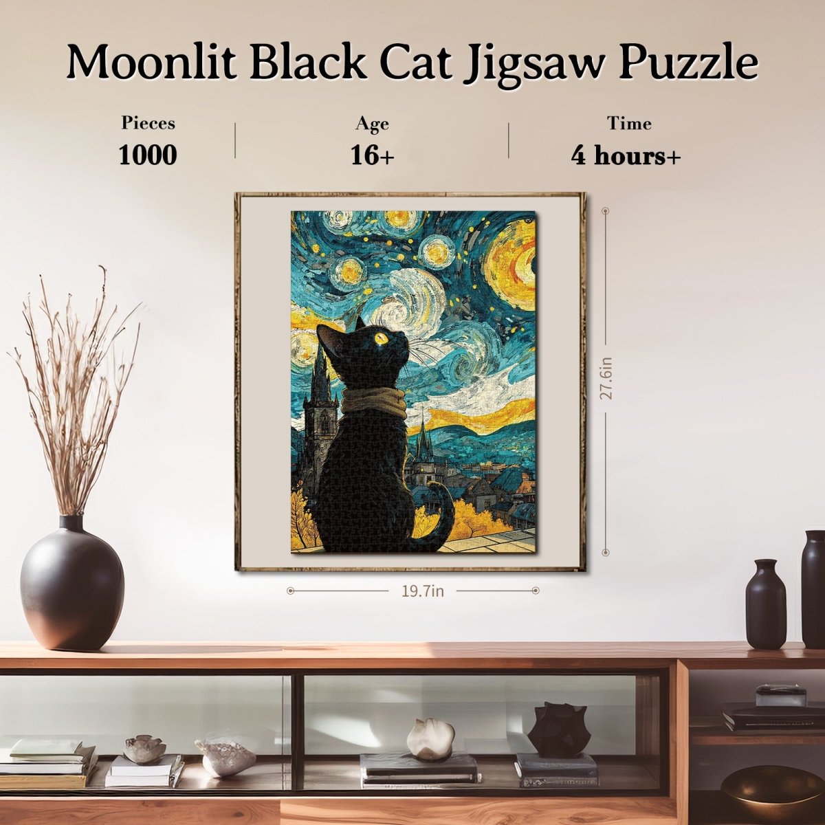 kaayee-cardboard-puzzle-1000-teile-moonlit-black-cat image 6