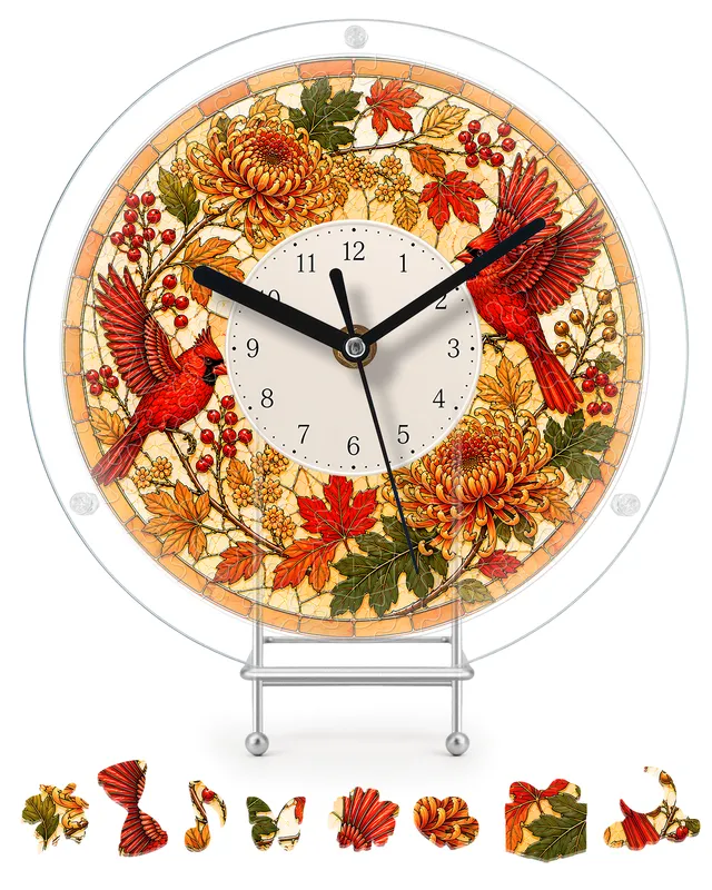 kaayee-clock-kit-autumn-melody-cardinal-puzzle-uhr-regular image 1