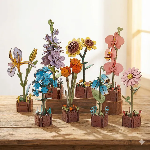 magicholz-holzblumen-zeitlose-blumen-holzblumen-rose-lilie image 1