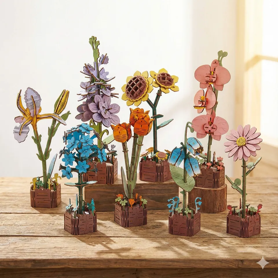 magicholz-holzblumen-zeitlose-blumen-holzblumen-rose-lilie image 1