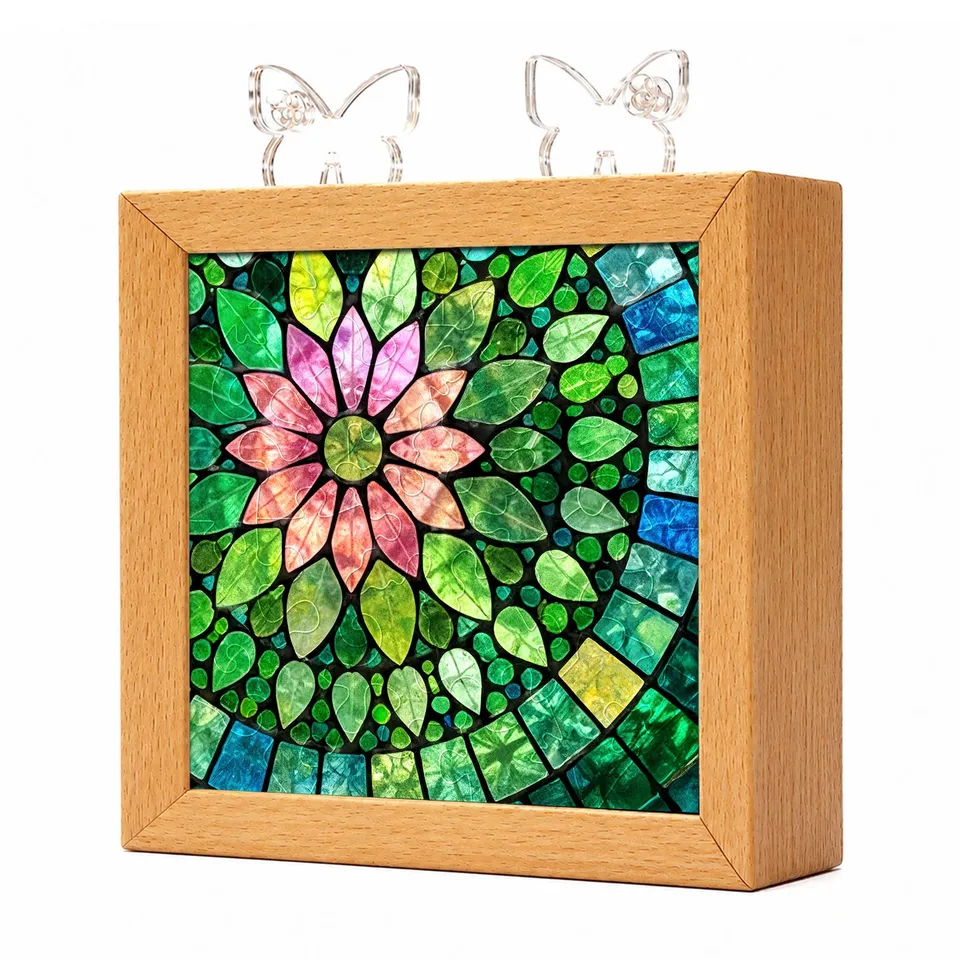 kaayee-verdant-bloom-nachtlicht-acryl-puzzle-holzrahmen image 1