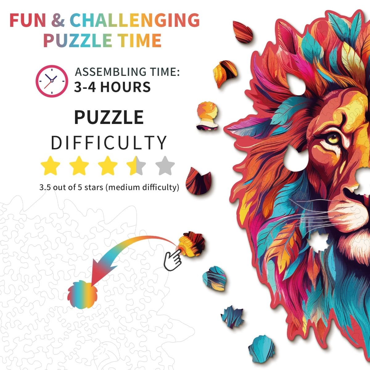 kaayee-wooden-puzzle-resolute-lion-holzpuzzle-m-l-we image 4