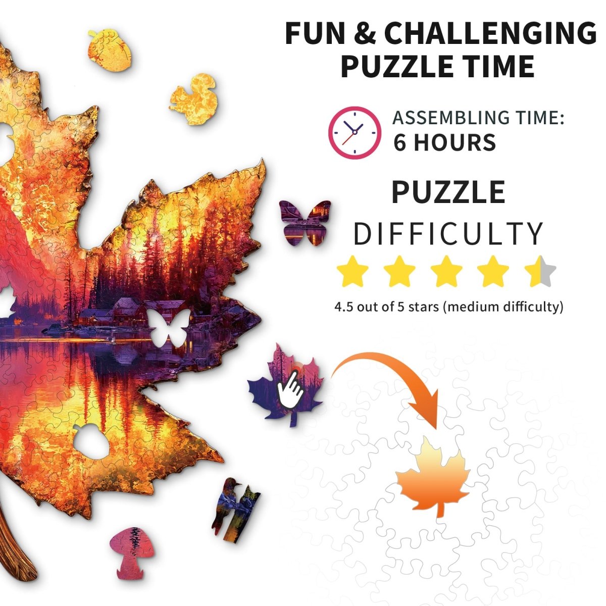 kaayee-wooden-puzzle-autumn-forest-holzpuzzle-medium-ahornblatt image 5