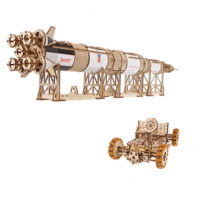 magicholz-mechanischer-bausatz-nasa-saturn-v-mondrover-holzmodell-2er-set image 2