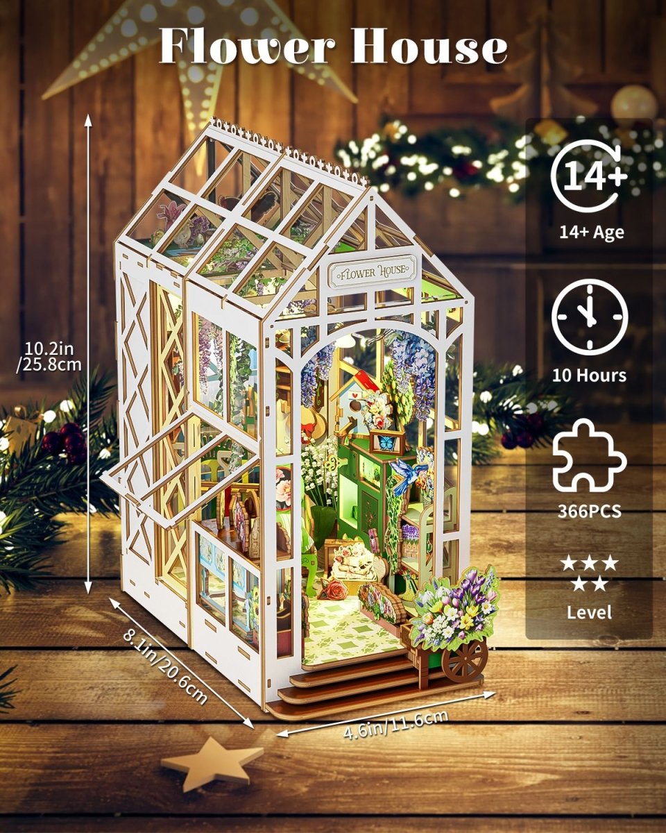 kaayee-book-nook-kit-flower-house-3d-holzbausatz-mit-led image 3