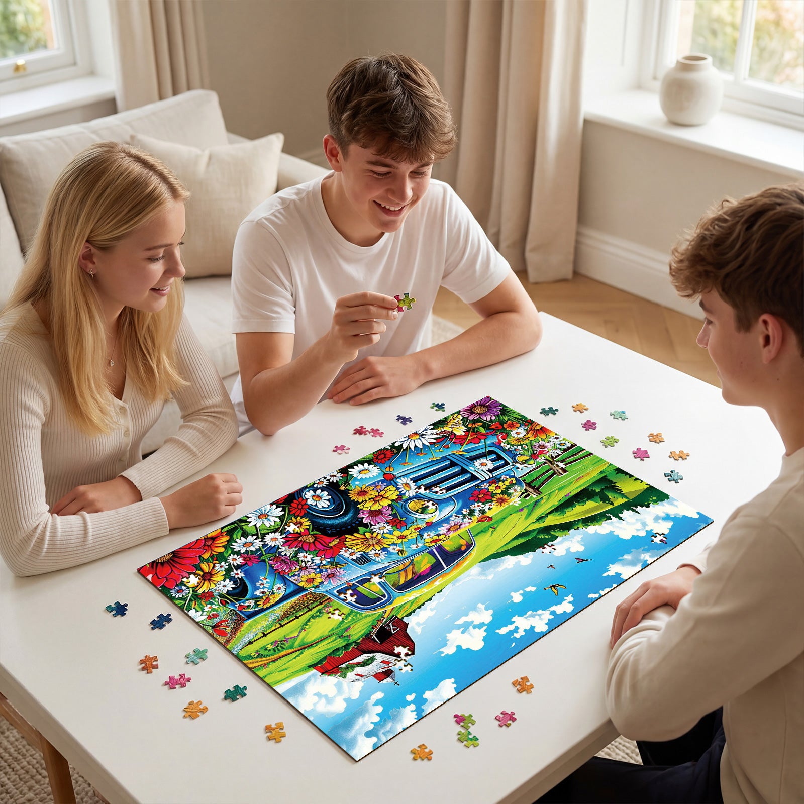 kaayee-cardboard-puzzle-countryside-flower-truck-1000-teile-eco image 4