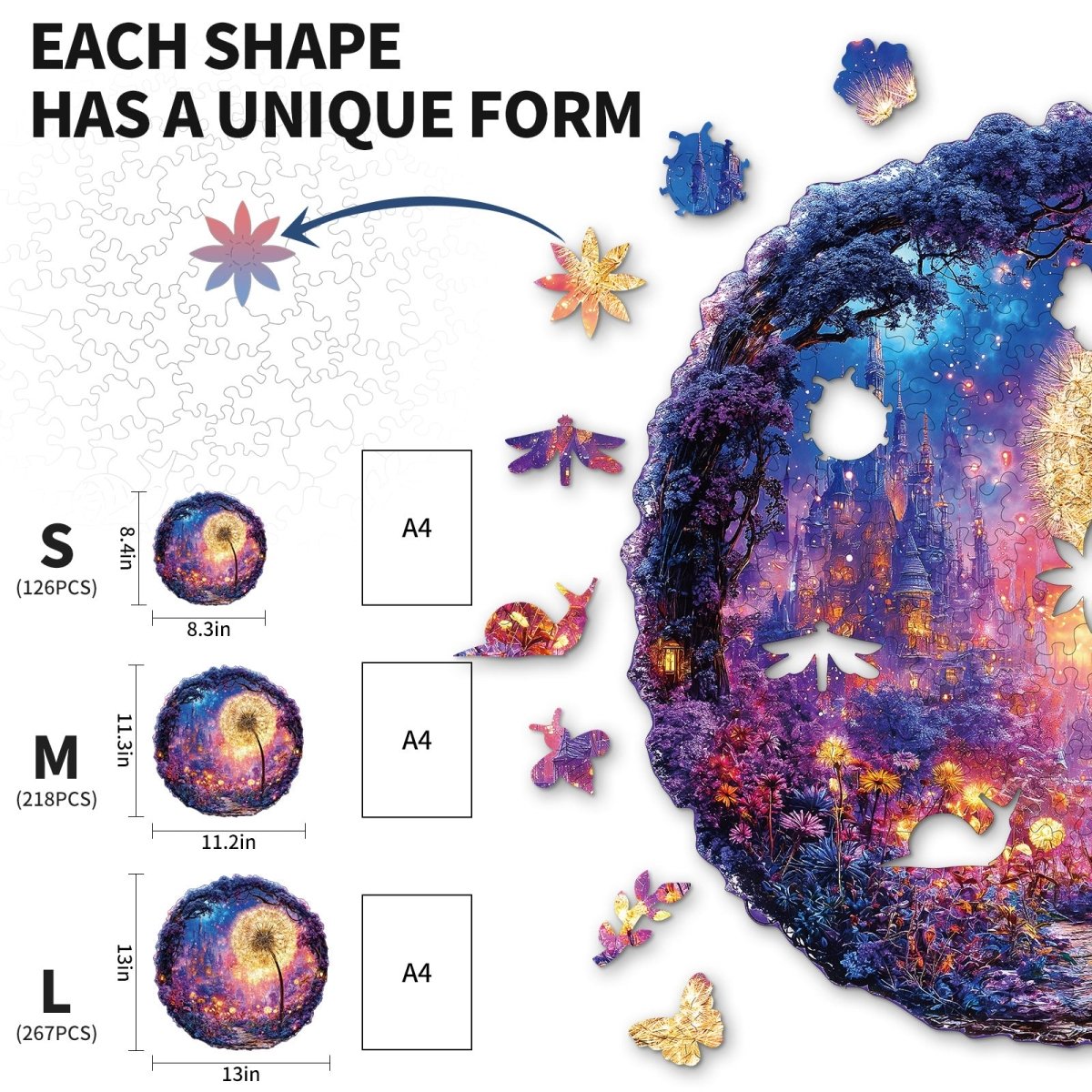 kaayee-starlight-plants-holzpuzzle-medium-rund-fantasy-pusteblume image 5