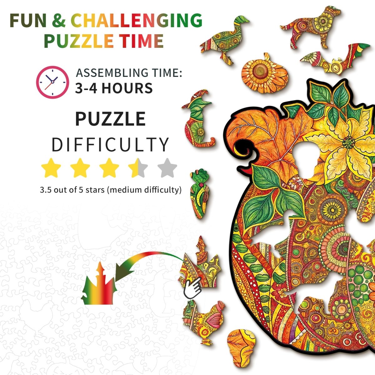 kaayee-wooden-puzzle-mandala-pumpkin-holzpuzzle-medium-herbst image 4