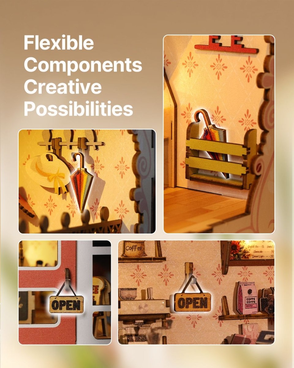 kaayee-book-nook-kit-romantic-coffee-shop-holzpuzzle-caf-led image 5