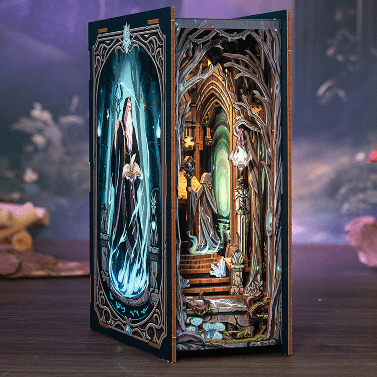 magicholz-book-nook-the-gate-of-wonderland-deko-mit-led-licht image 2