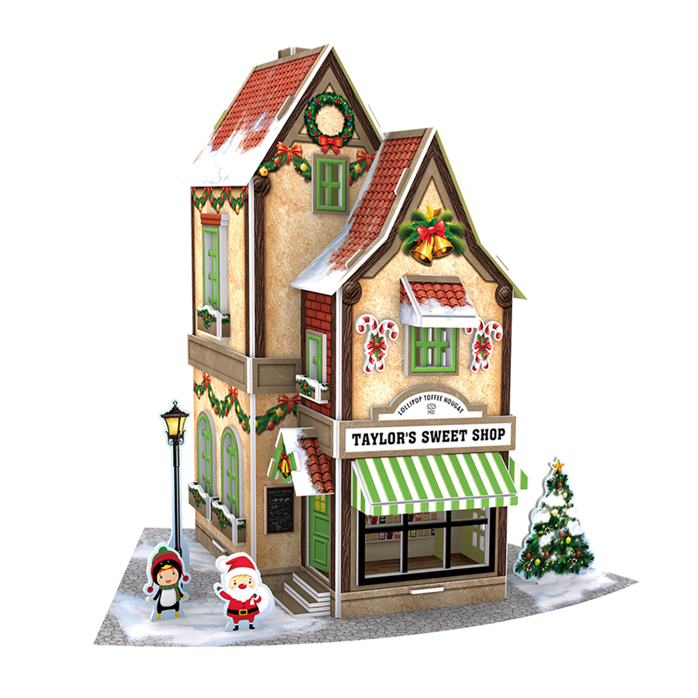 cubicfun-my-christmas-village-p801h-taylor-s-sweet-shop-3d-puzzle image 2