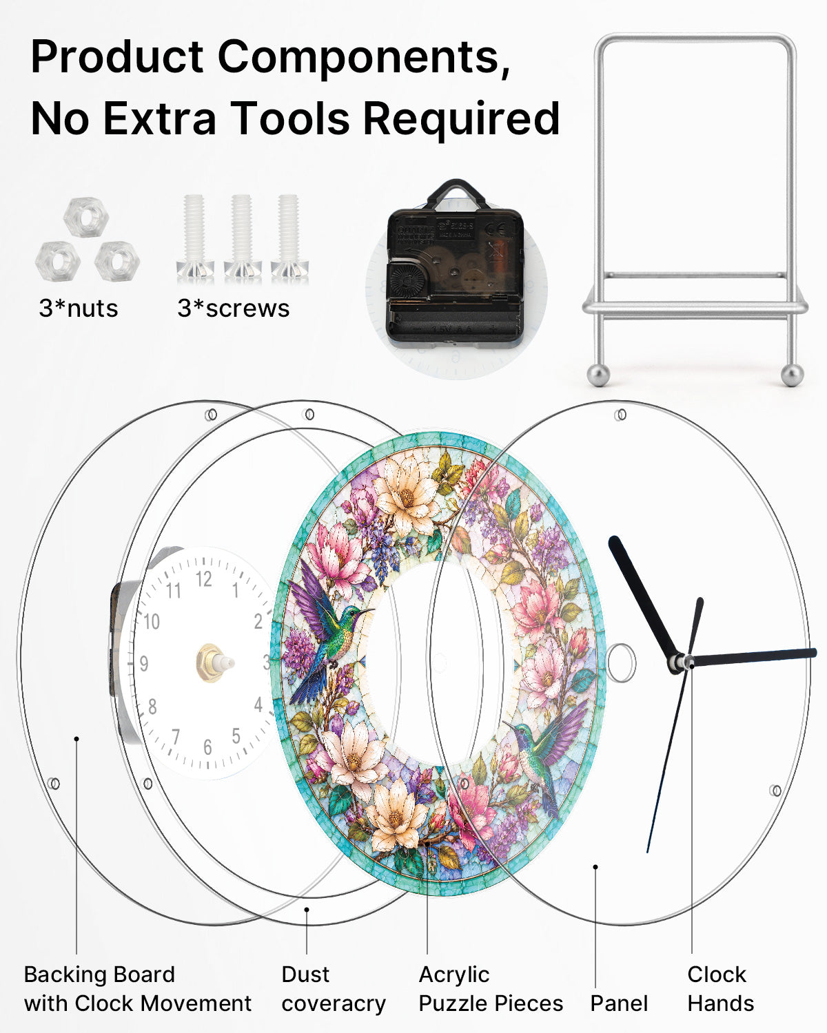 kaayee-clock-kit-hummingbird-garden-puzzle-uhr-regular image 6