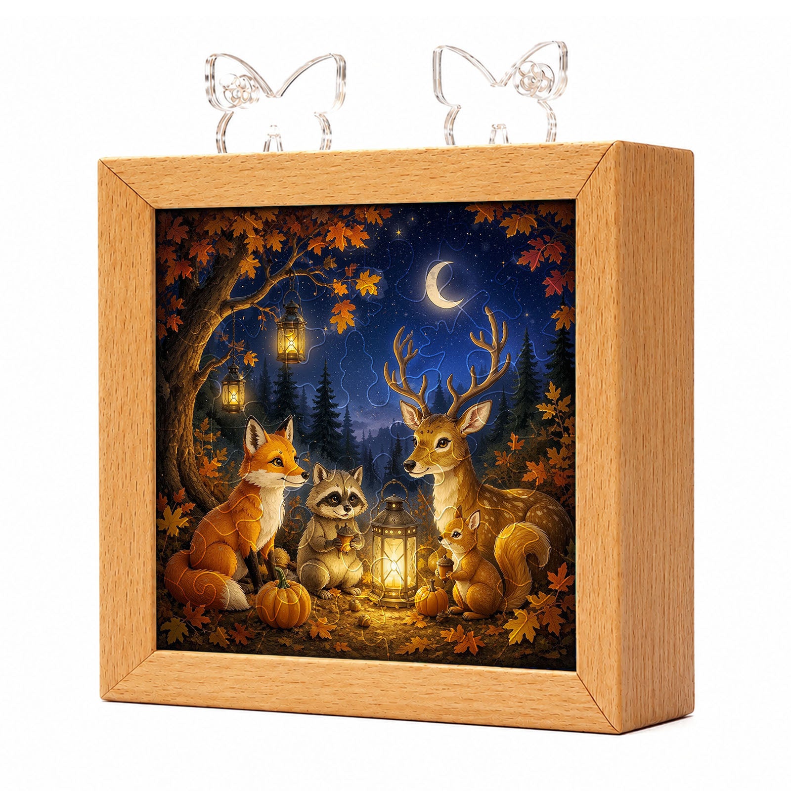 kaayee-night-light-woodland-harvest-acrylpuzzle-leuchte-holzrahmen image 1