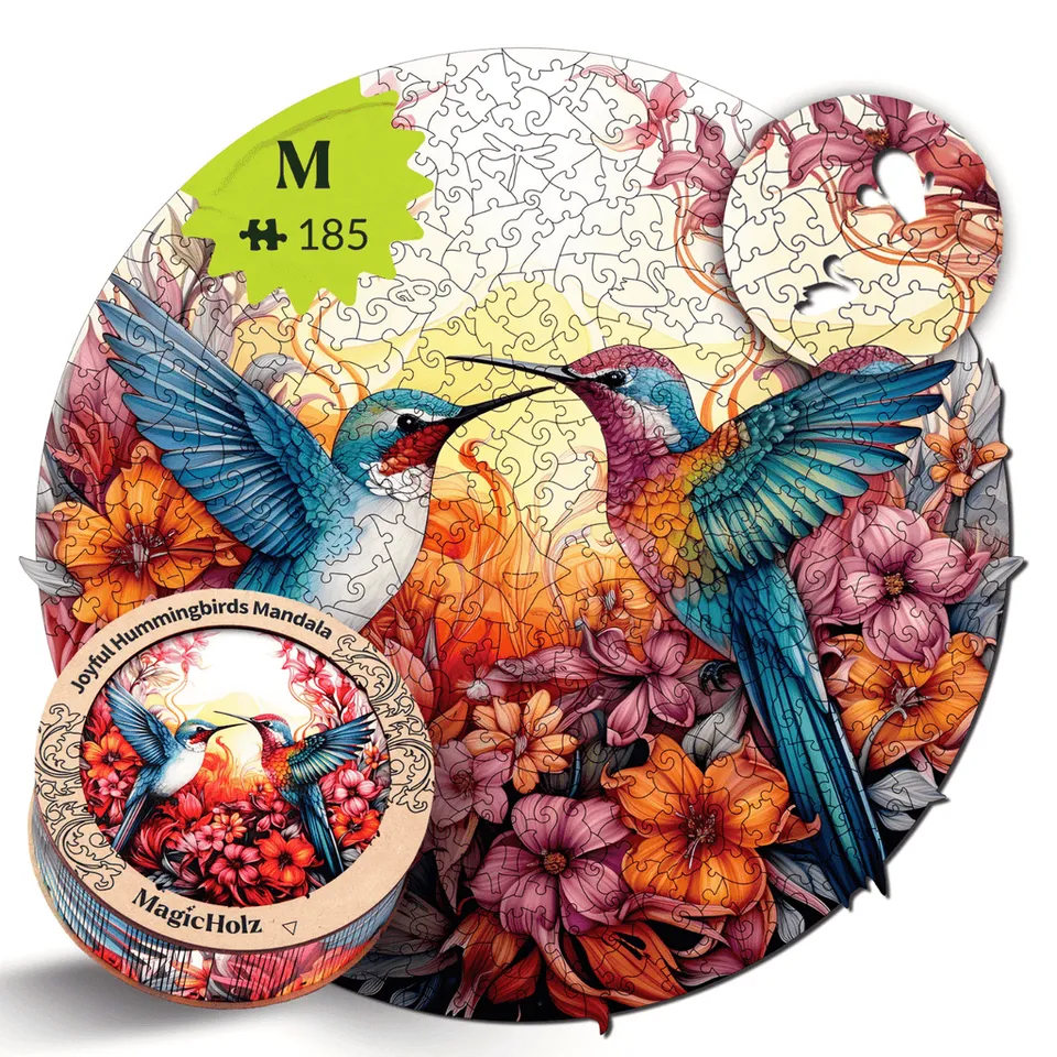 magicholz-fr-hliche-kolibris-mandala-holzpuzzle-v-gel image 1