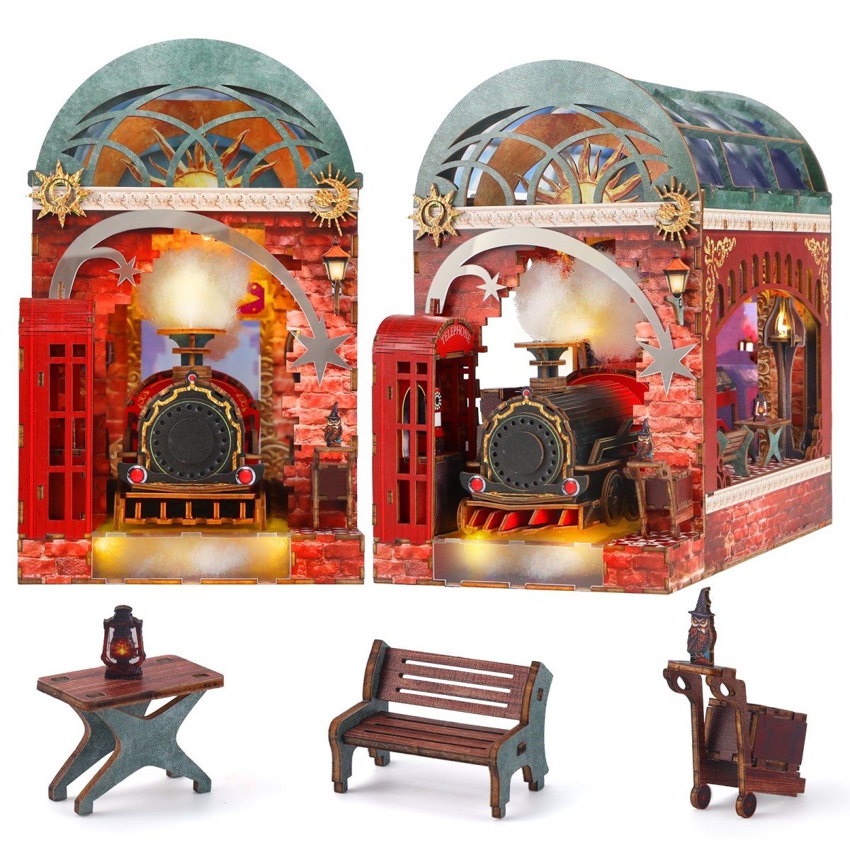 kaayee-book-nook-kit-enchanted-express-booknook-zug-mit-licht image 1