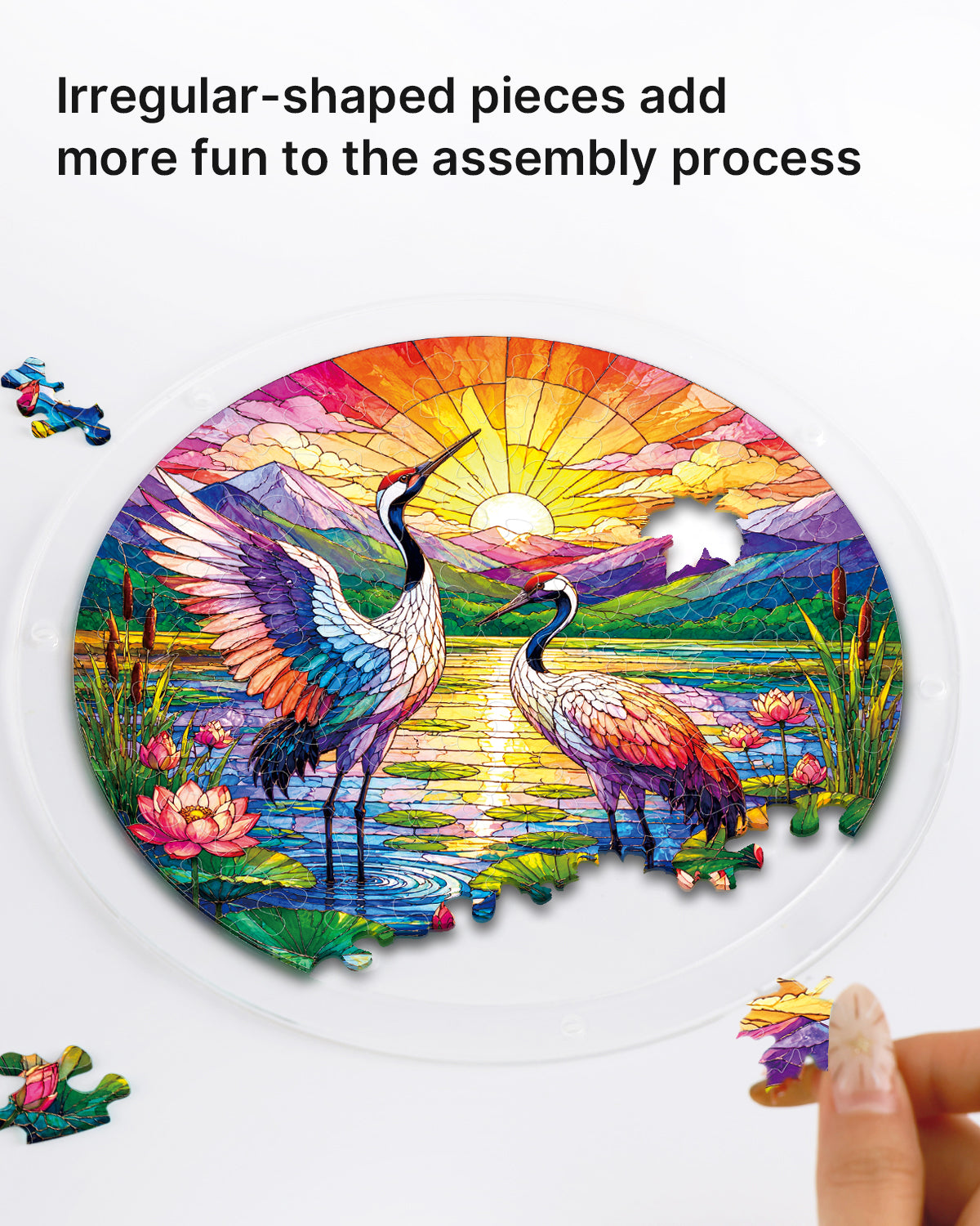 kaayee-suncatcher-puzzle-cranes-at-sunrise-fensterbild-kraniche image 2