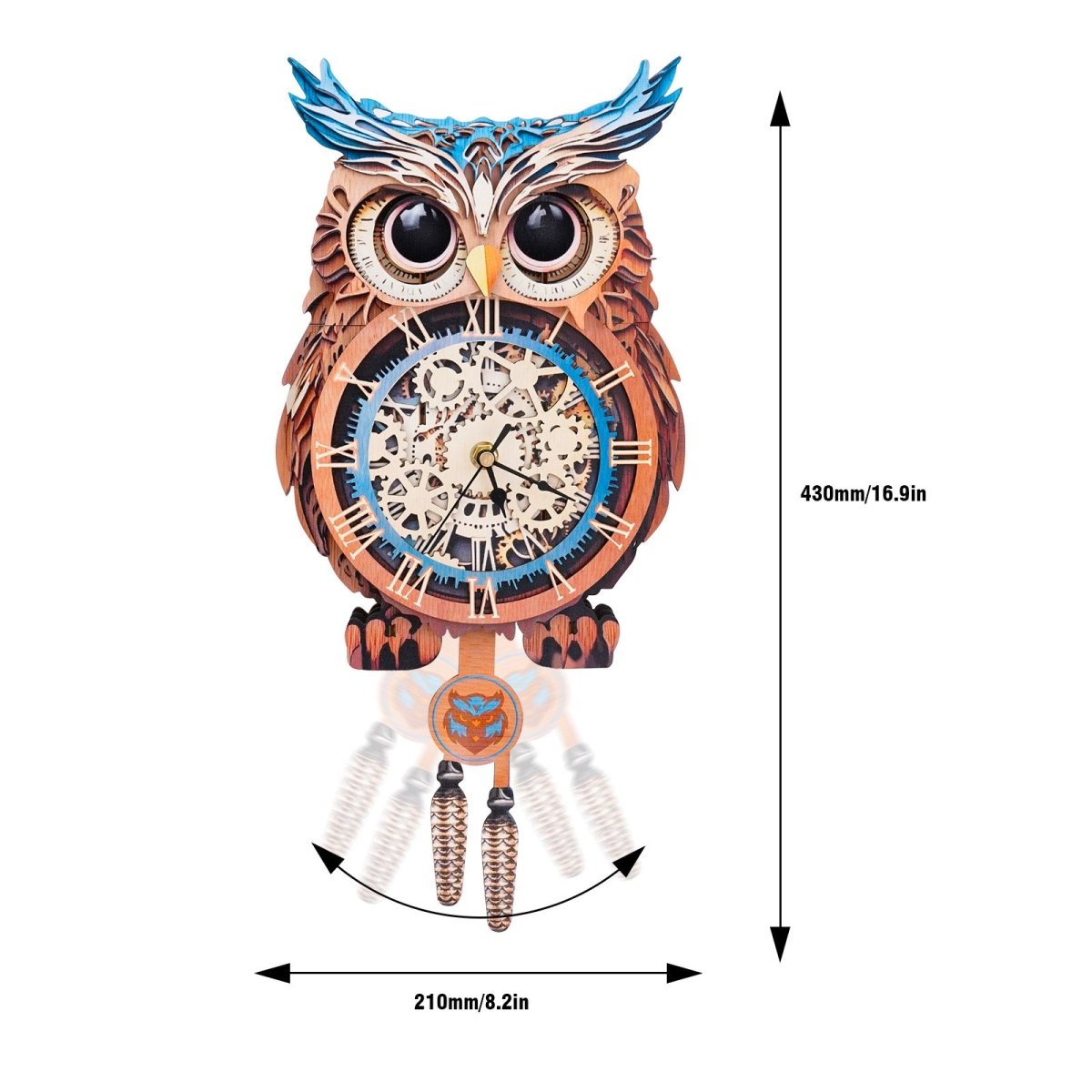 kaayee-clock-kit-owl-holz-uhren-bausatz-eule-mit-pendel image 2
