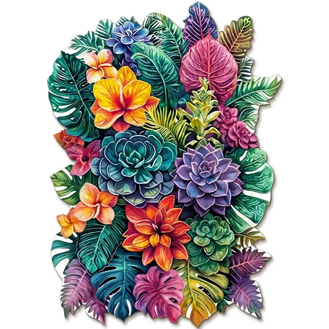 kaayee-wooden-puzzle-large-leafed-plant-holzpuzzle-m image 1