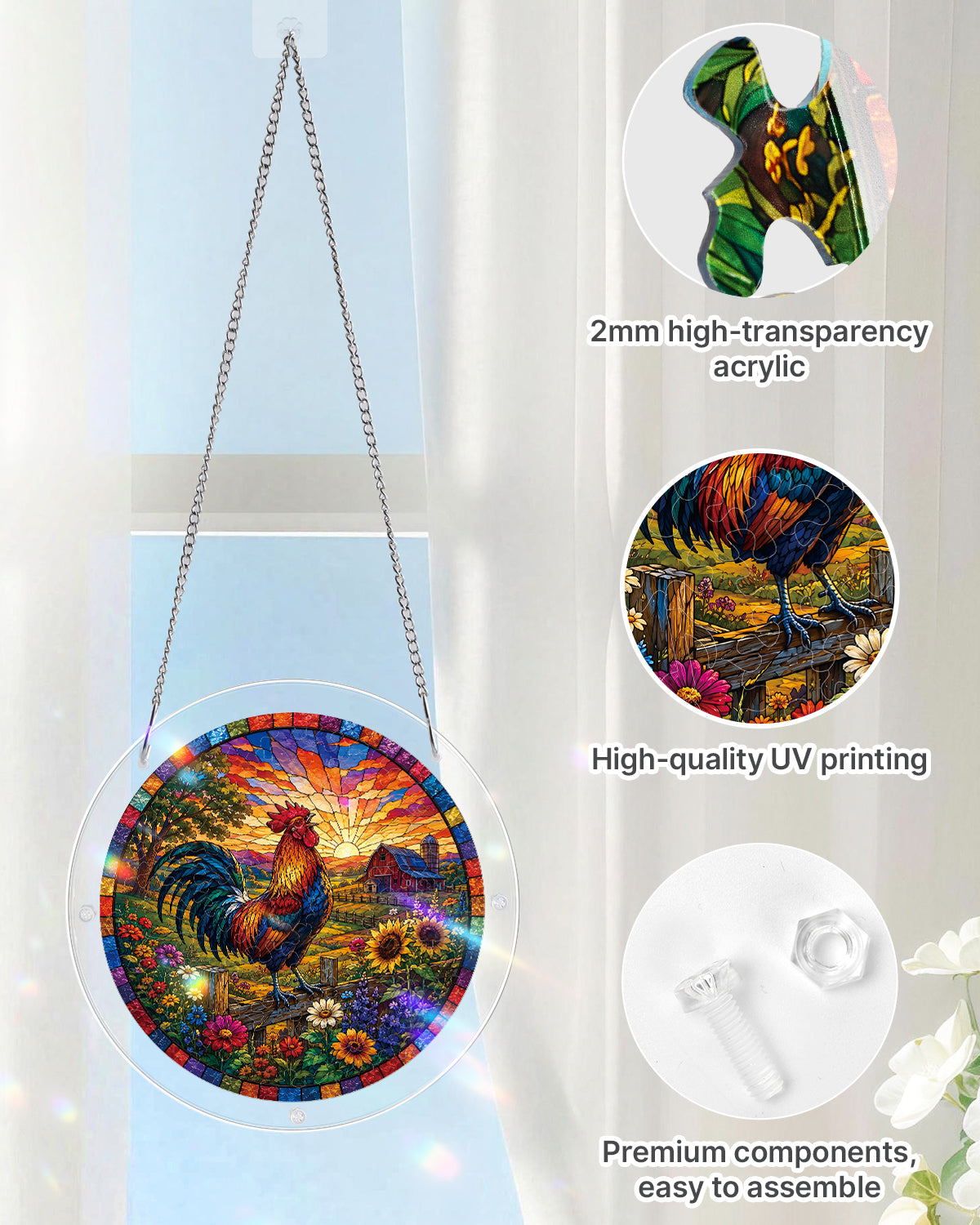 kaayee-suncatcher-puzzle-sunrise-rooster-suncatcher-hahn image 4