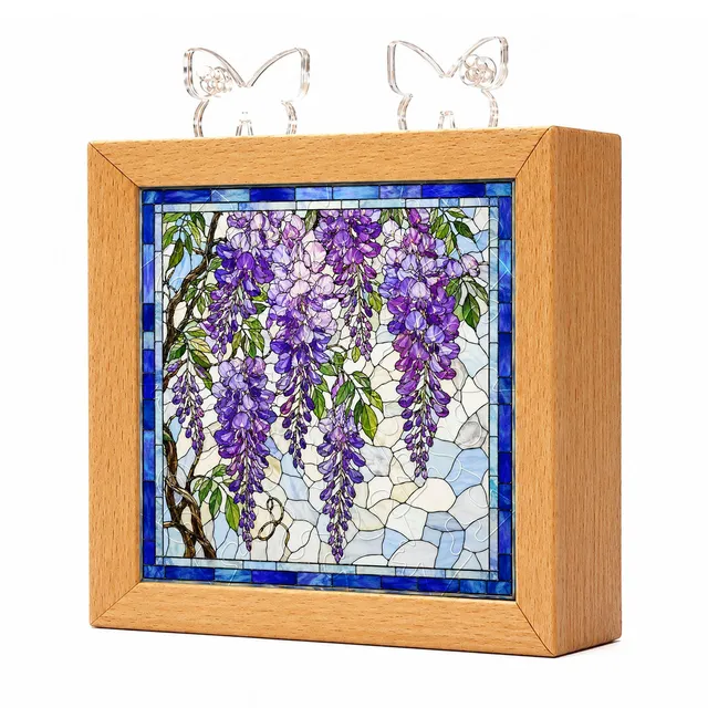 kaayee-night-light-wisteria-cascade-nachtlicht-holzrahmen image 1