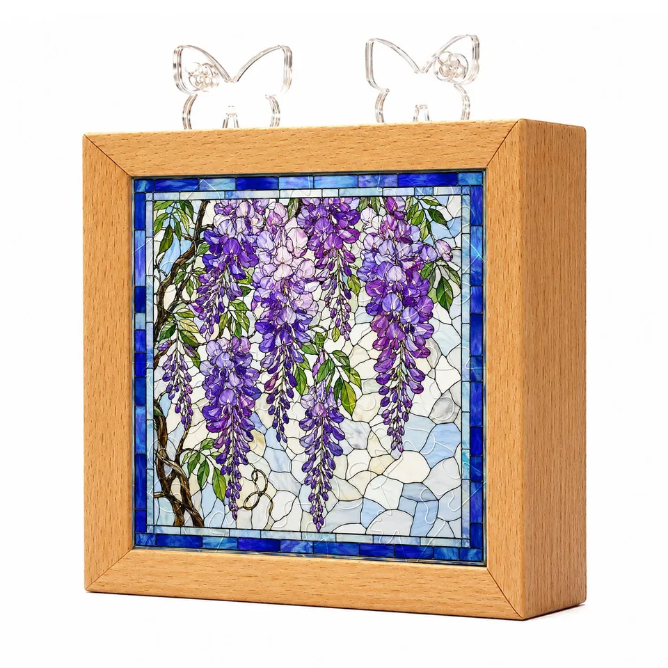 kaayee-night-light-wisteria-cascade-nachtlicht-holzrahmen image 1