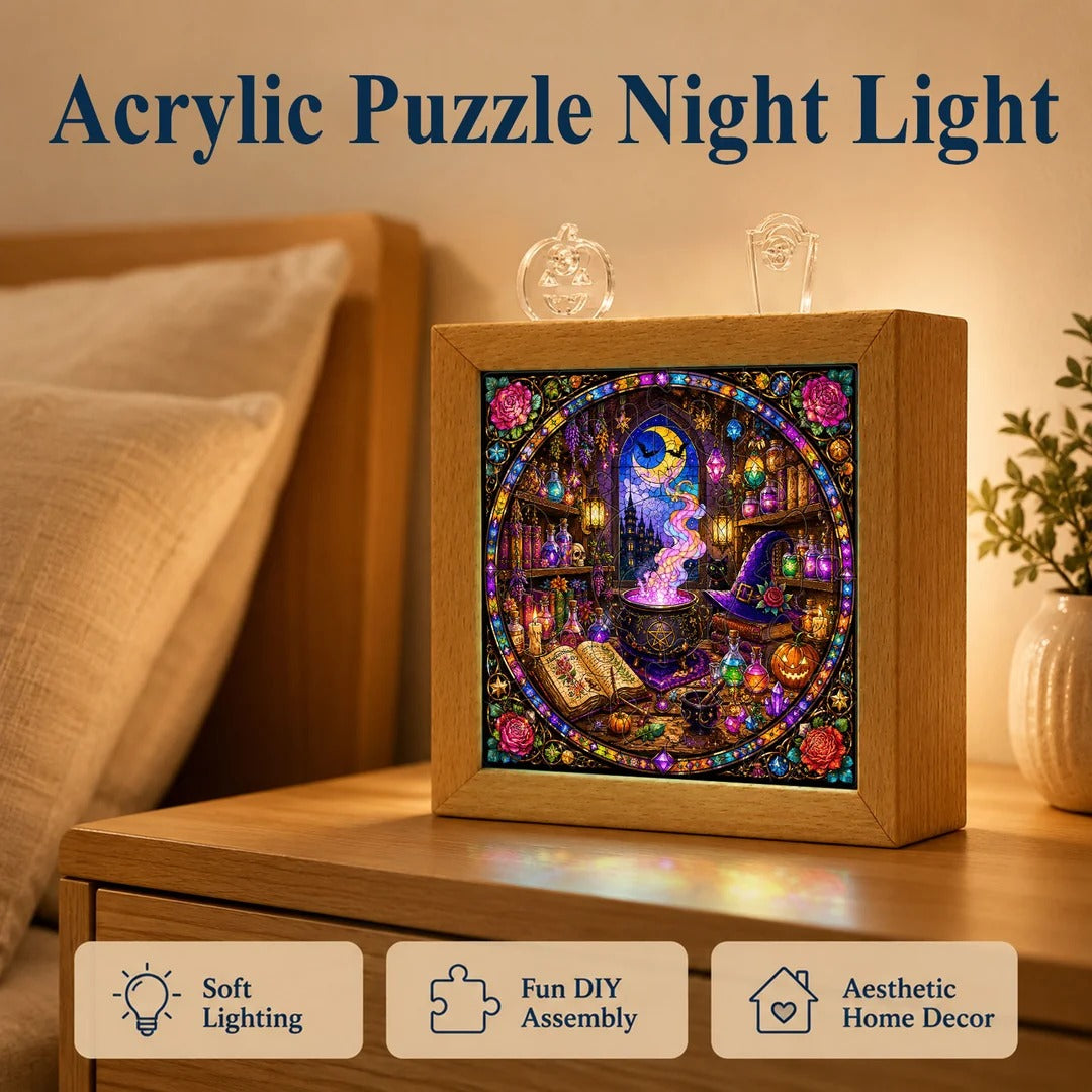 kaayee-witch-s-alchemy-lab-puzzle-nachtlicht-mit-holzrahmen image 8