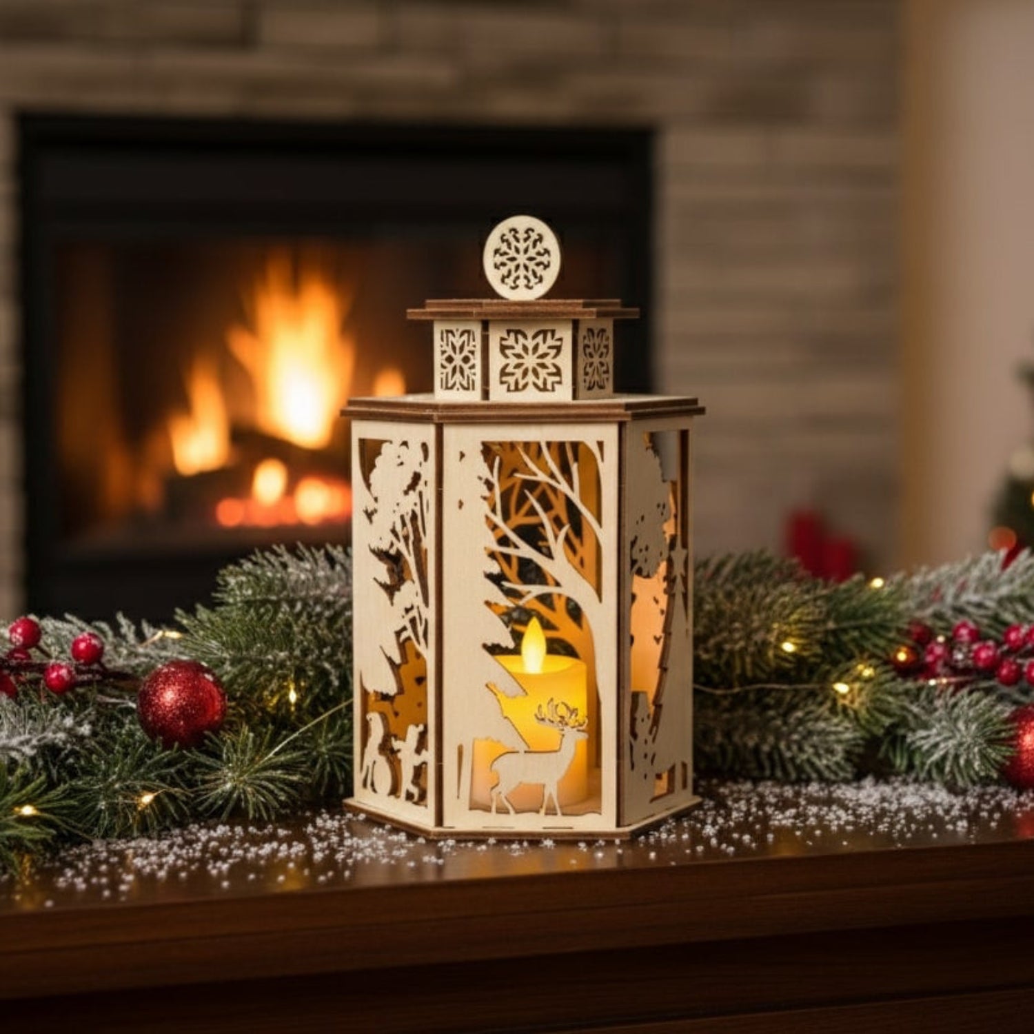 magicholz-weihnachtslaterne-holz-bastelset-weihnachtsbaum-24-teile image 1