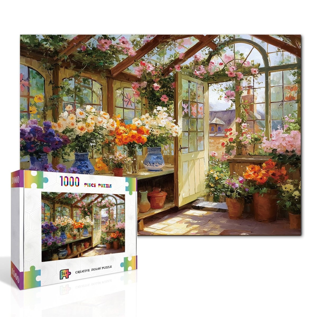kaayee-cardboard-puzzle-sunlit-flowerhouse-1000-teile-eco image 2