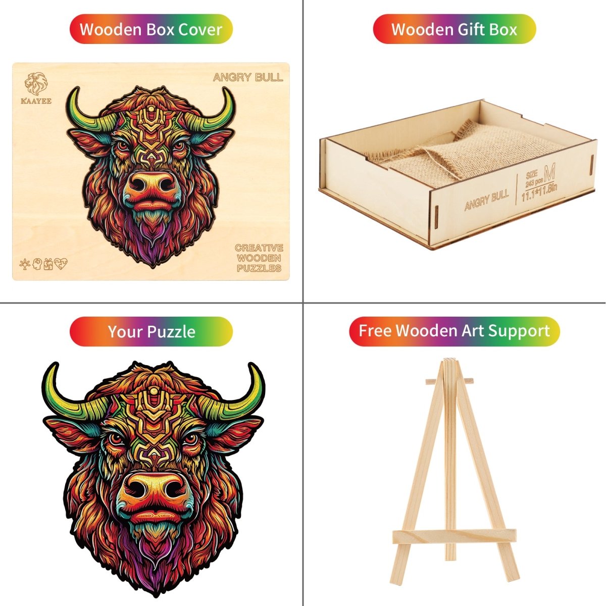 kaayee-wooden-puzzle-angry-bull-holzpuzzle-mittel-stier image 3