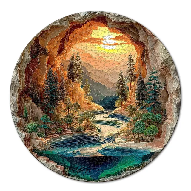 kaayee-cardboard-puzzle-sunlit-hidden-valley-1000-teile-eco image 1