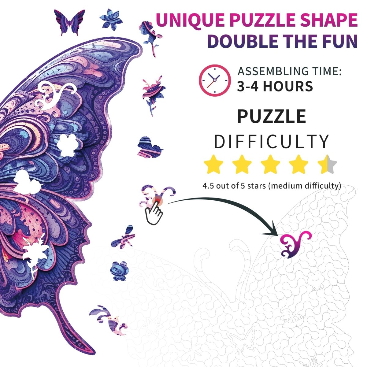 kaayee-gorgeous-butterfly-holzpuzzle-medium-schmetterling image 4