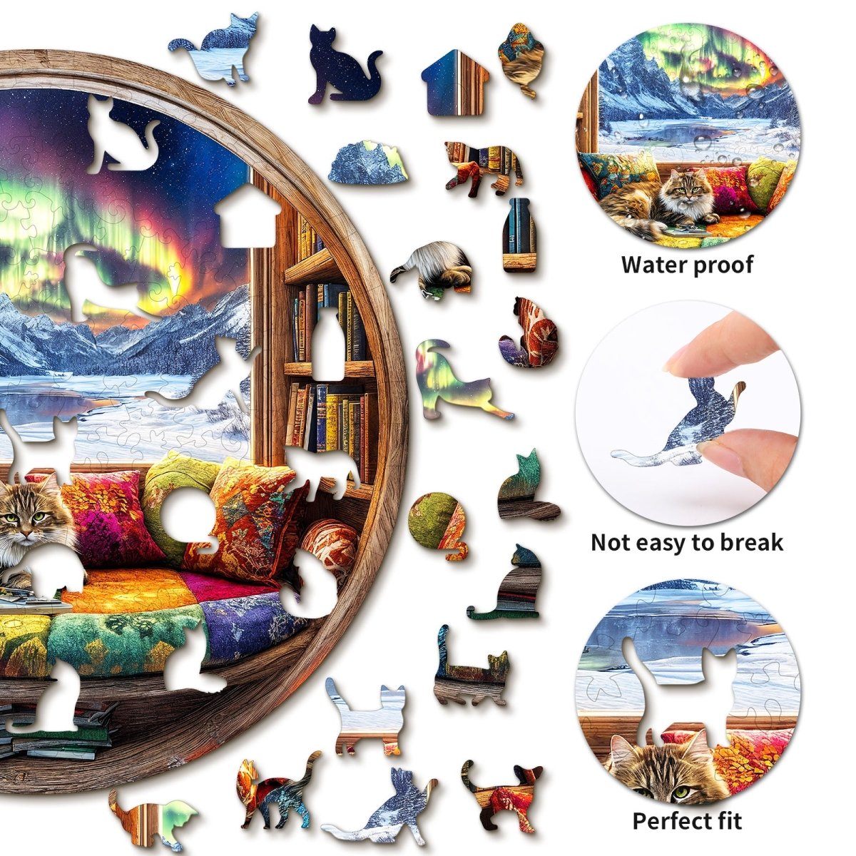 kaayee-wooden-puzzle-cat-and-bookstore-holzpuzzle-katze-medium image 2