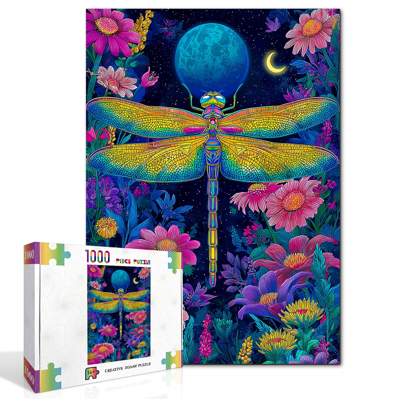 kaayee-cardboard-moonlit-dragonfly-1000-teile-puzzle-eco-white-board image 2