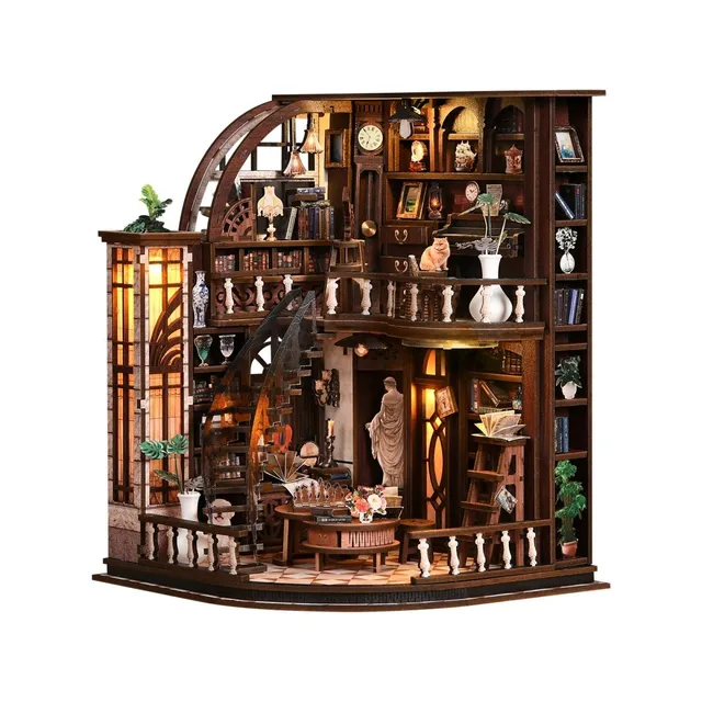 kaayee-bacchus-bookstore-miniaturhaus-bastelset-holz-mit-licht image 1