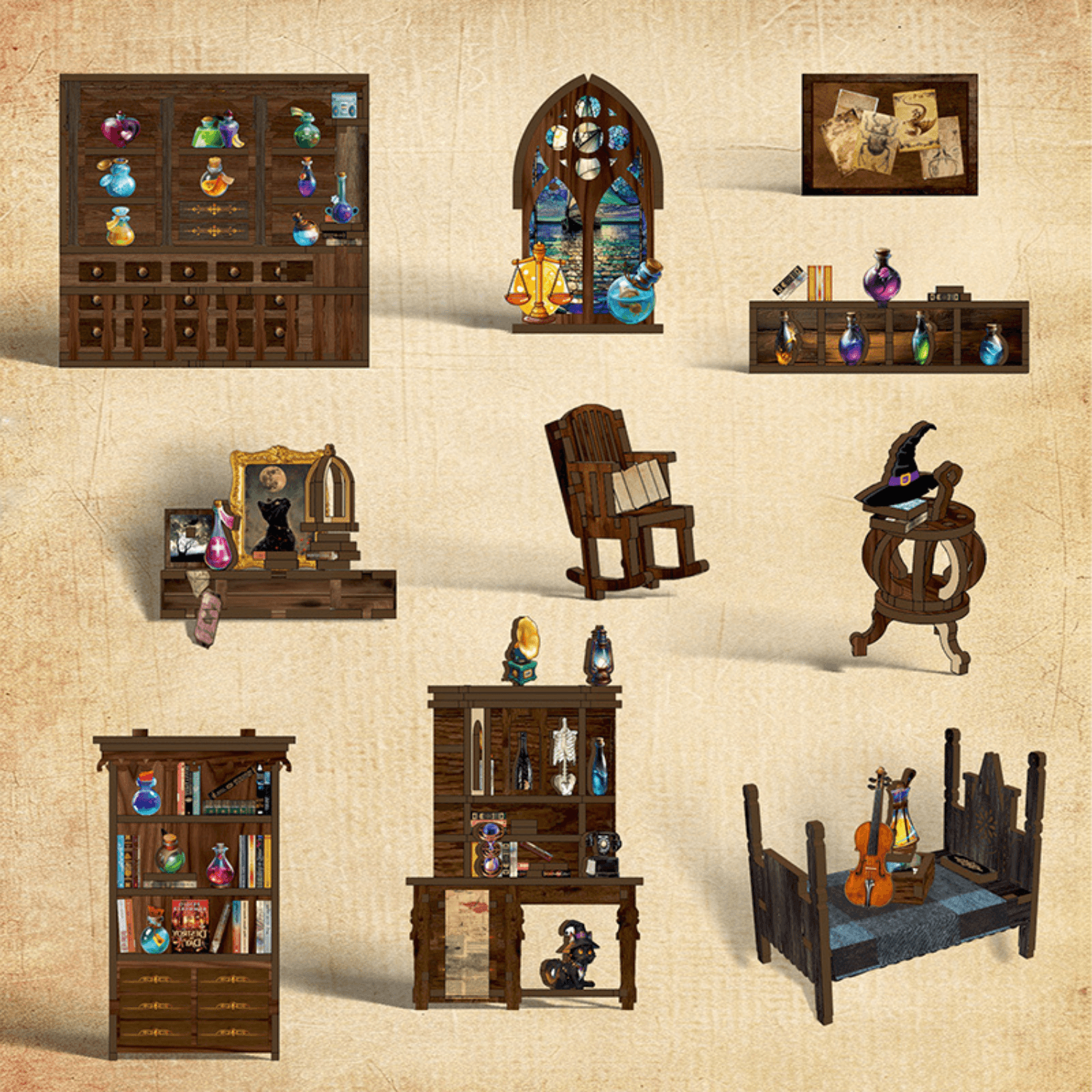 magicholz-magic-lab-book-nook-diorama-zauber-labor-mit-licht image 5
