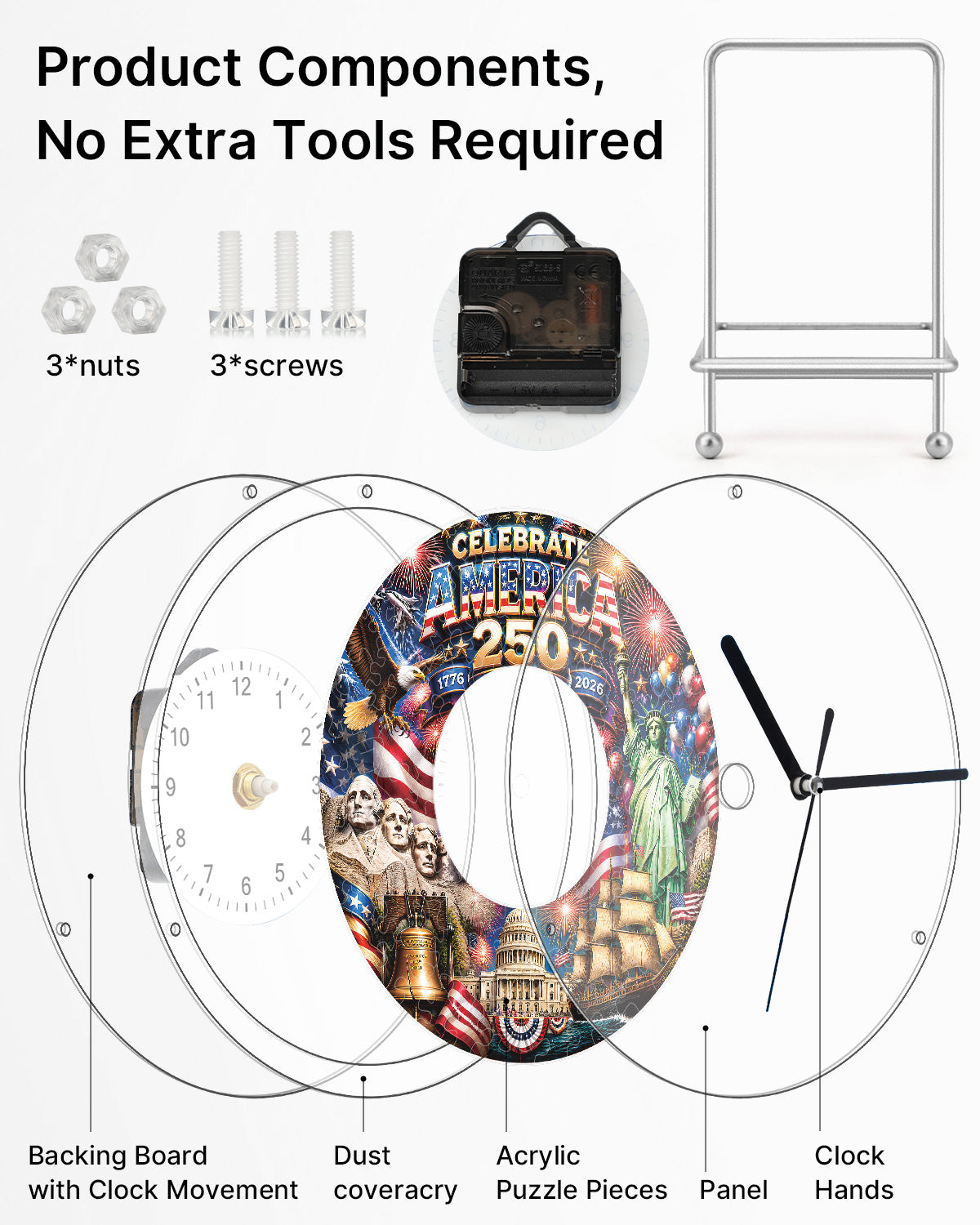 kaayee-clock-kit-celebrate-america-250-puzzle-uhr-regular-size image 6