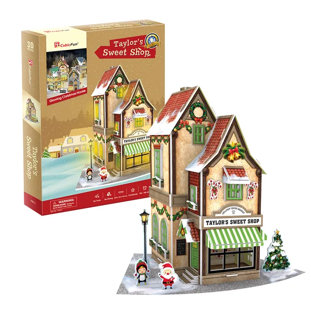 cubicfun-my-christmas-village-p801h-taylor-s-sweet-shop-3d-puzzle image 1