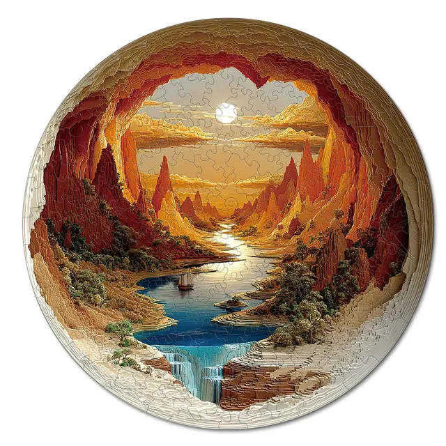 kaayee-wooden-puzzle-the-sunlit-hollow-holzpuzzle-medium-bunt image 1