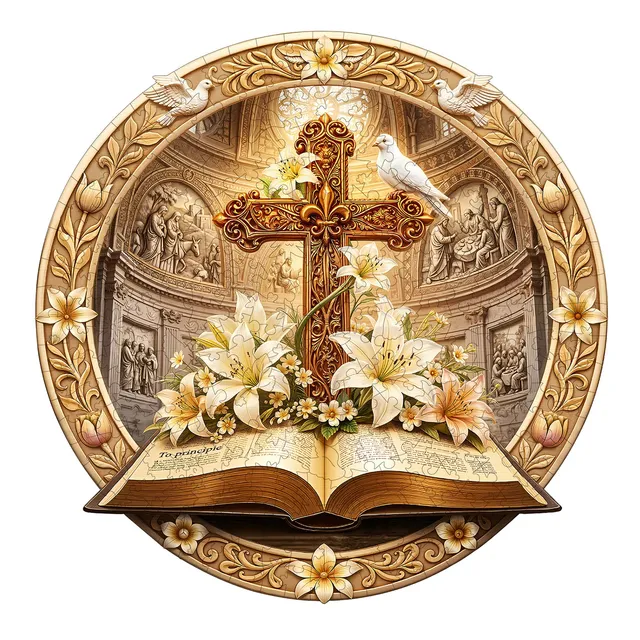 jigfoxy-bible-and-cross-holzpuzzle-m-224-teile-bibel image 1