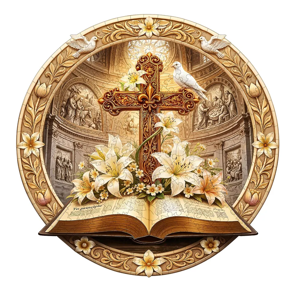 jigfoxy-bible-and-cross-holzpuzzle-m-224-teile-bibel image 1