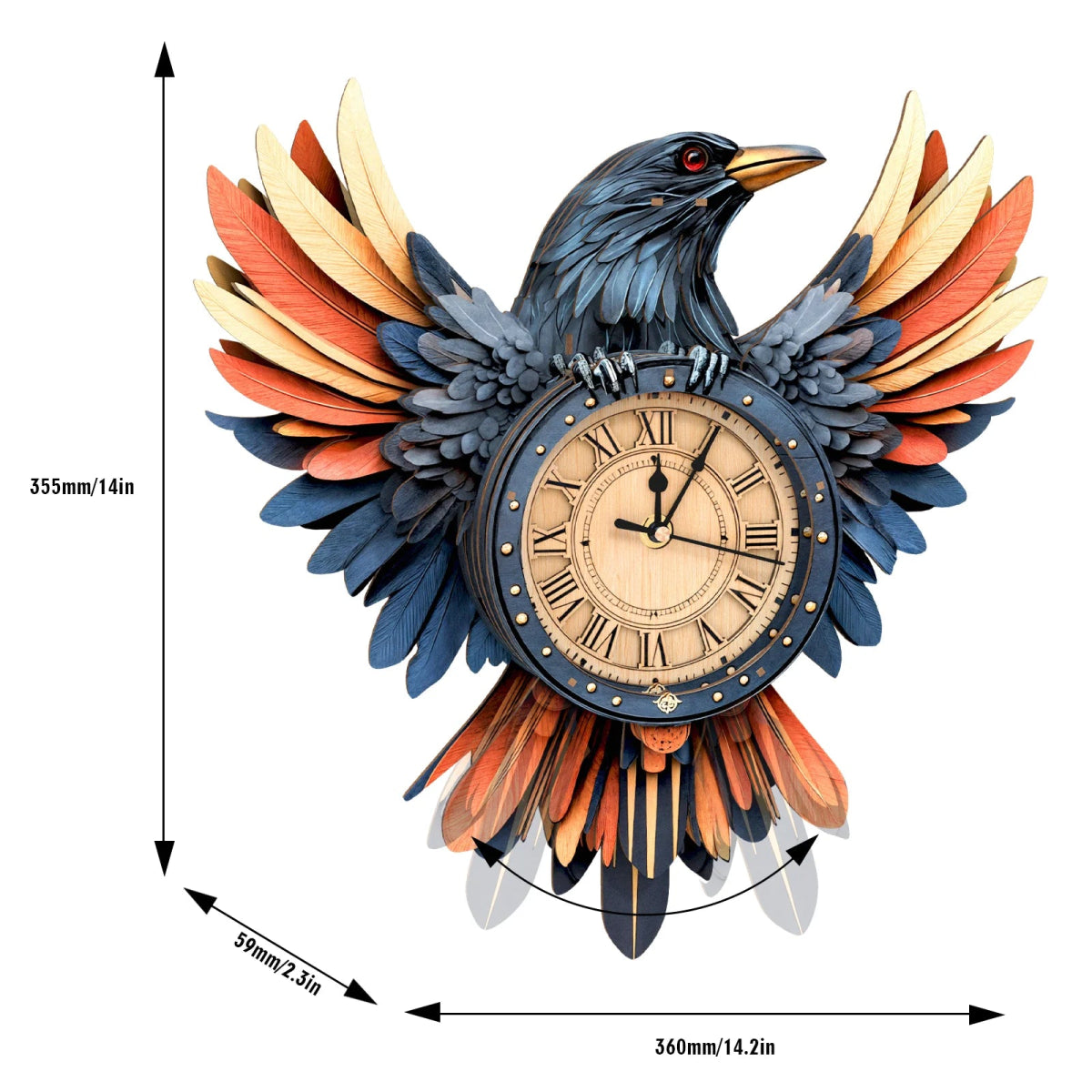 kaayee-clock-kit-raven-wanduhr-rabe-holz-3d-puzzle image 5